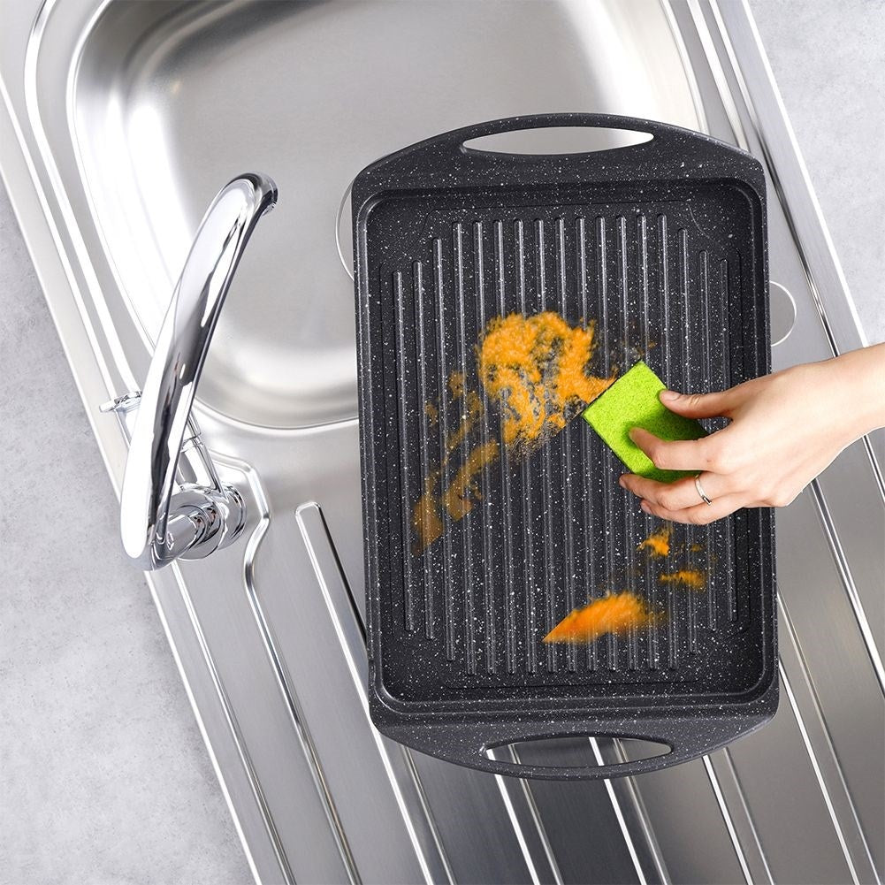 Grill plate in aluminum with non-stick granite coating