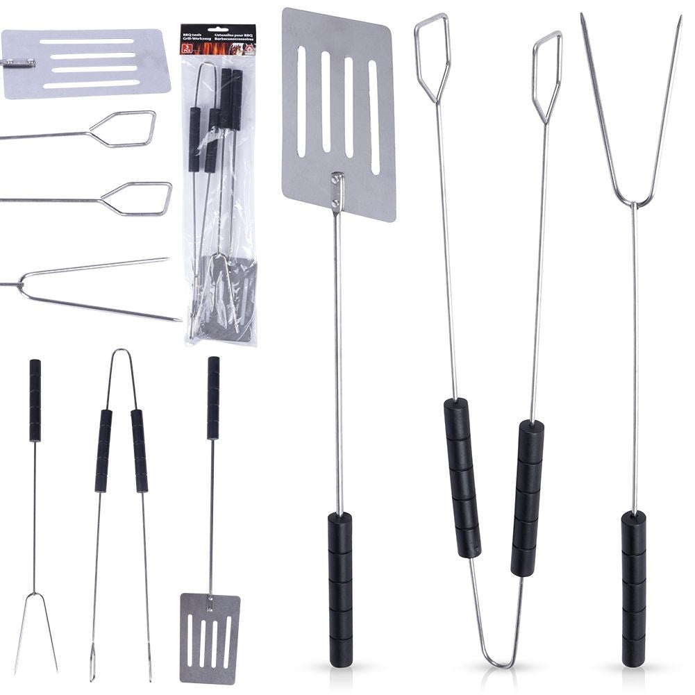Grill set: Metal tool with plastic handle, 3 parts