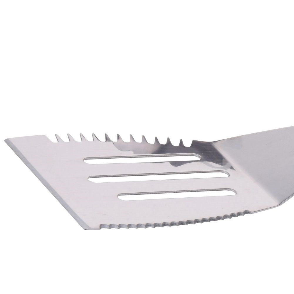 Grill set in stainless steel with spatula, fork and tongs