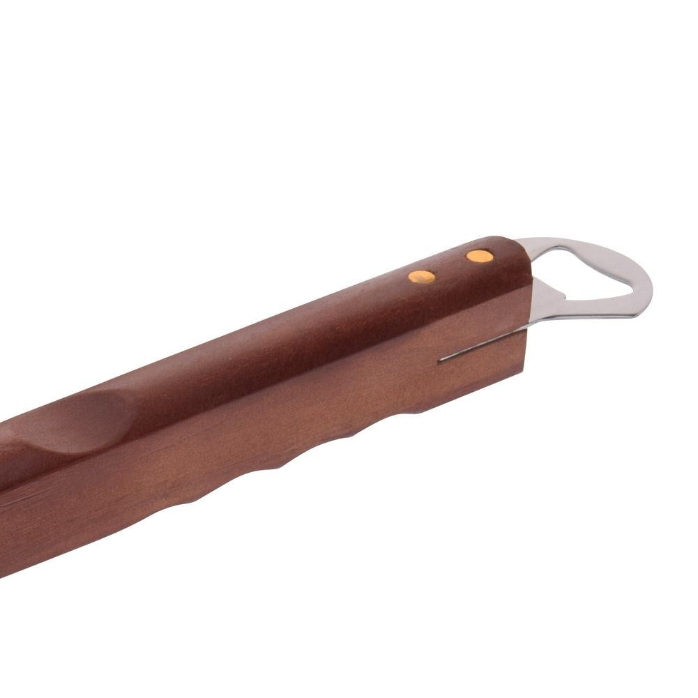 Grill set in stainless steel with spatula, fork and tongs