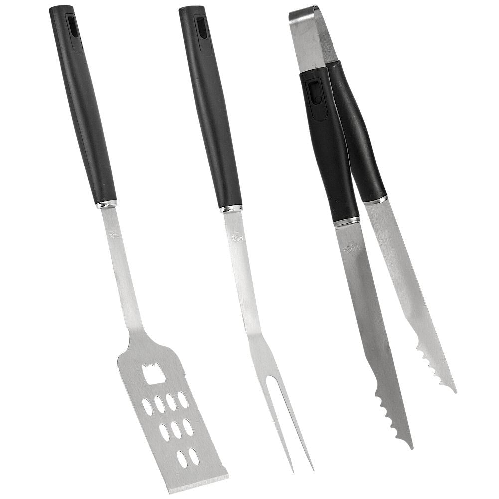 Grill utensil set: Stainless steel, comfortable handles, easy storage