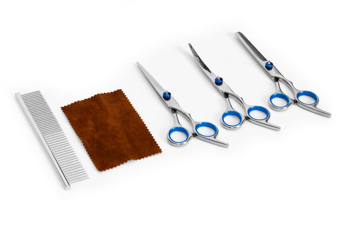 Grooming set for cutting dogs, cats, scissors, comb, case