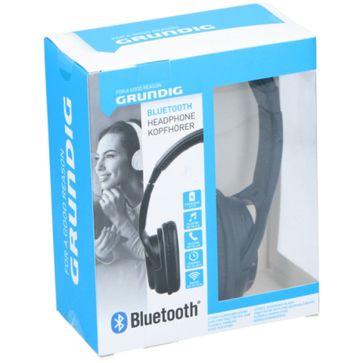 Grundig ED-40080: Bluetooth Stereo Headphones with Noise Isolating Microphone Black