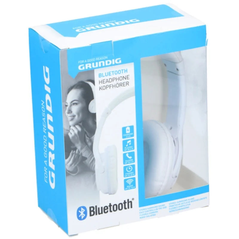 Grundig ED-40080: Bluetooth Stereo Headphones with Noise Isolating Microphone White