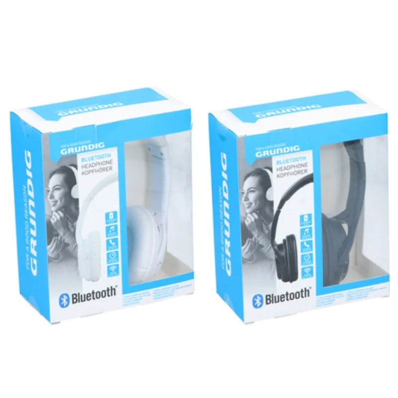 Grundig ED-40080: Bluetooth Stereo Headphones with Noise Isolating Microphone White
