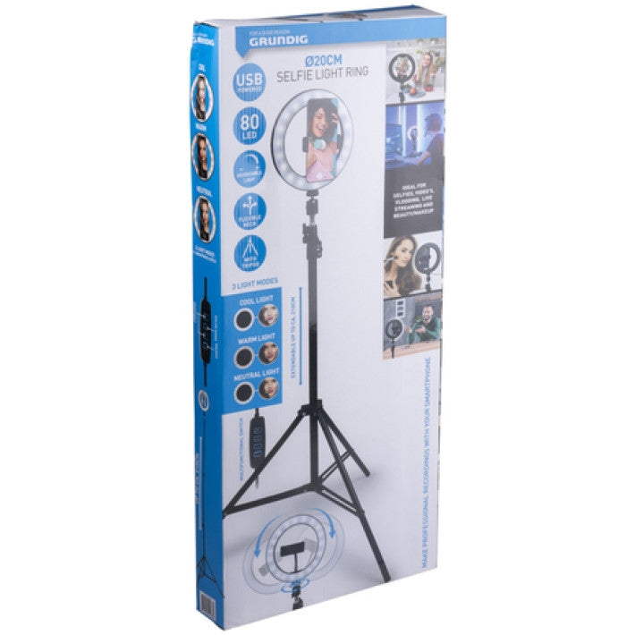 Grundig ED-49865: 2-in-1 Selfie Ring Light 360° Rotating Tripod
