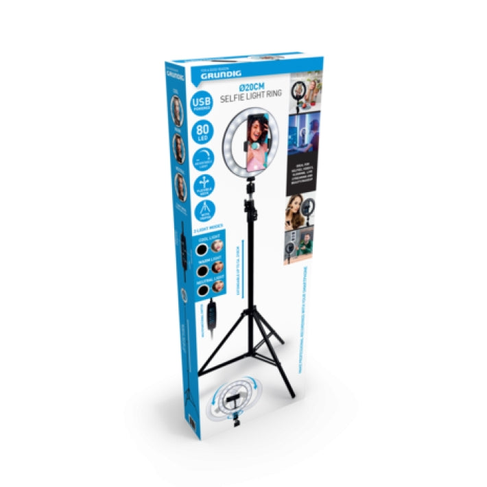 Grundig ED-49865: 2-in-1 Selfie Ring Light 360° Rotating Tripod