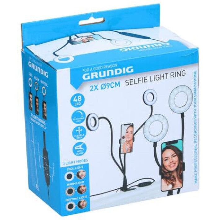 Grundig ED-95927: 2-in-1 Dual Ring light Clip-On Phone Holder