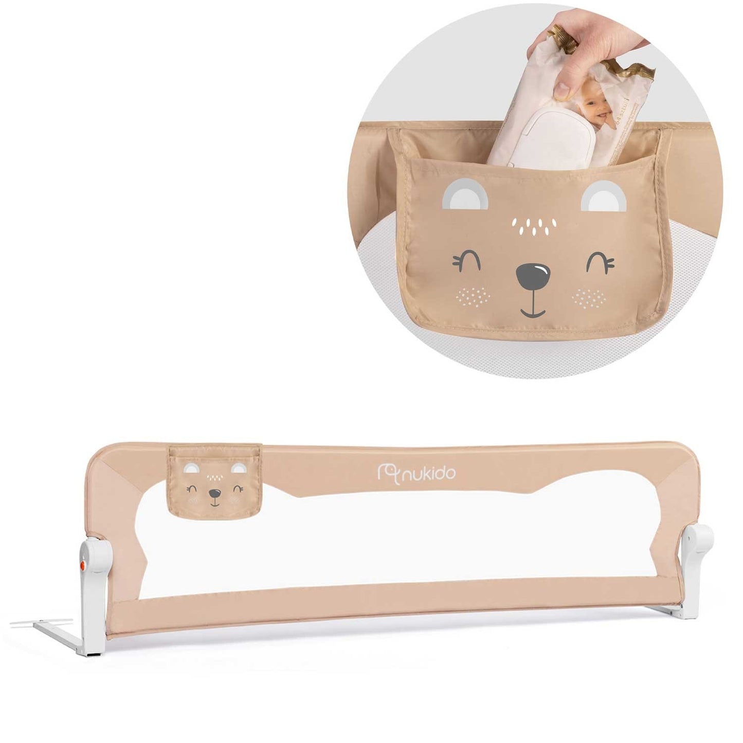 Guard rail for bed 150 x 42 x 35 cm Nukido beige