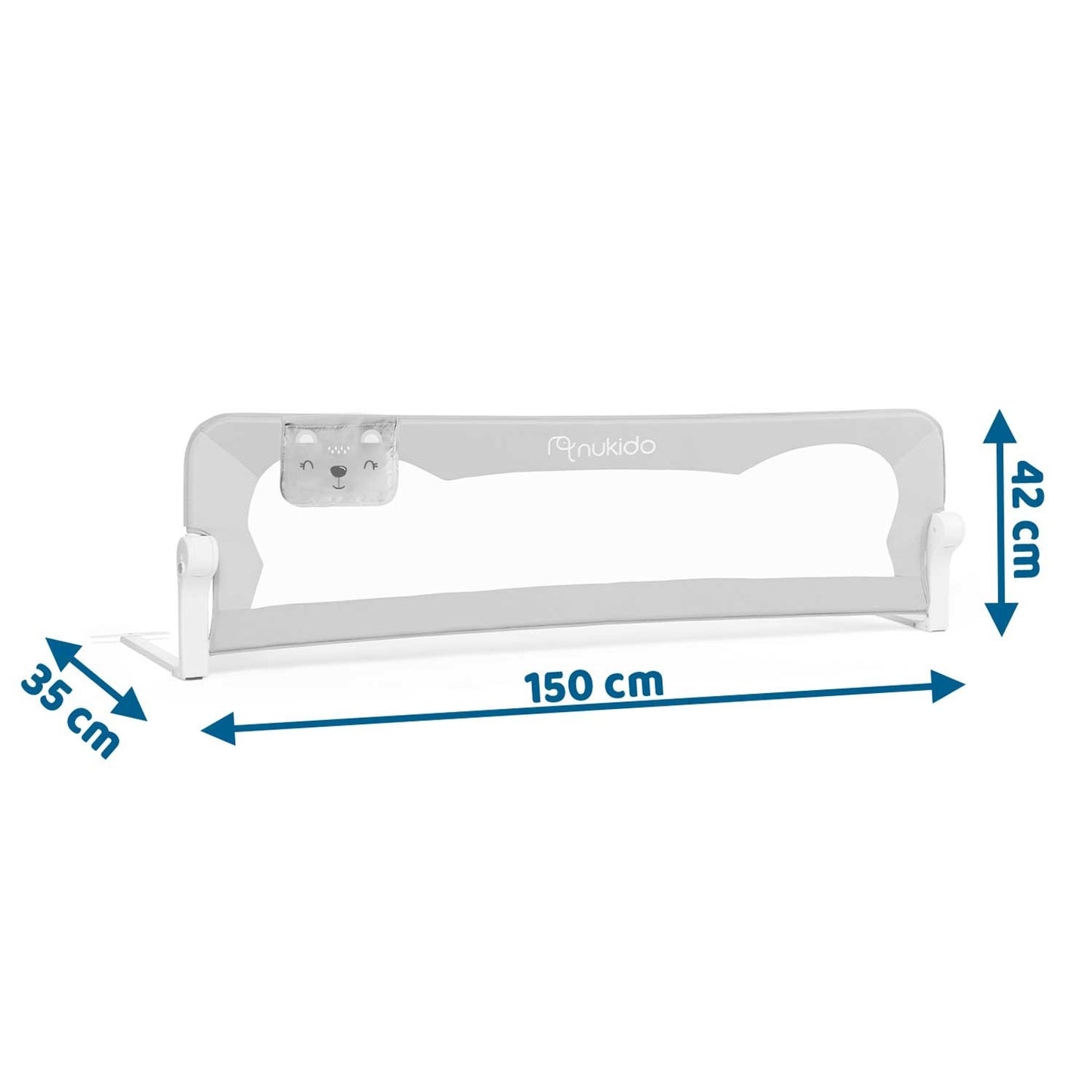 Guard rail for bed 150 x 42 x 35 cm Nukido grey