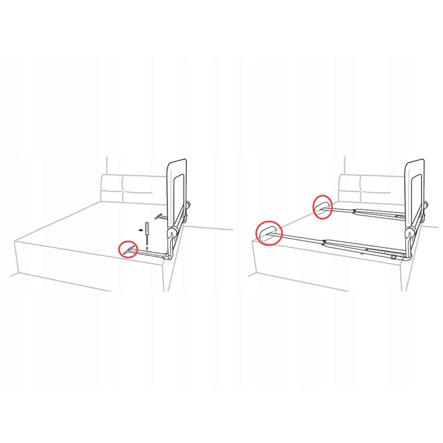 Guard rail for bed 180 x 42 x 35 cm Nukido grey