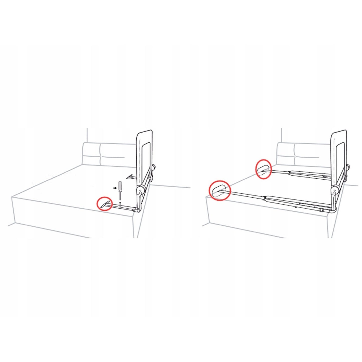 Guard rail for bed 180 x 42 x 35 cm Nukido grey