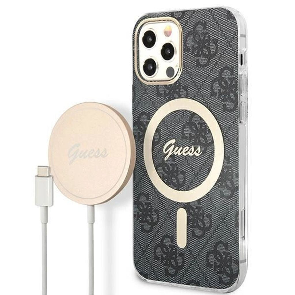 Guess Magsafe Case and charger set for iPhone iPhone 12/12 Pro - Black