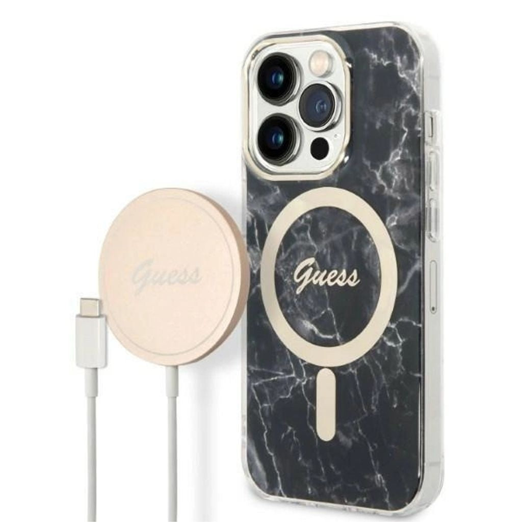 Guess Magsafe Cover and charger set for iPhone 14 Pro - Black