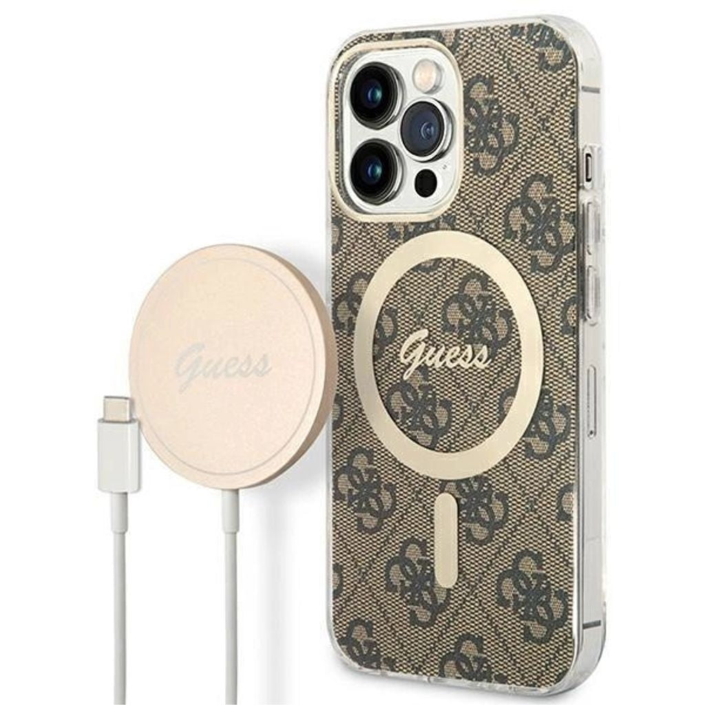 Guess Magsafe Cover and charger set for iPhone iPhone 13 Pro - Brown
