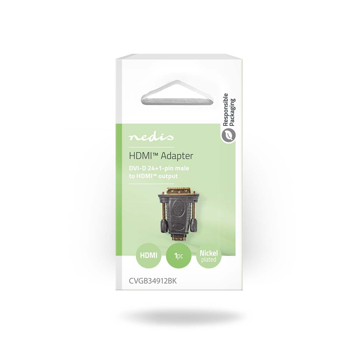 HDMI™ Adapter | DVI-D 24+1-Pin Male | HDMI™ Output | Nickel plated | Straight | ABS | Black | 1 pc. | Box