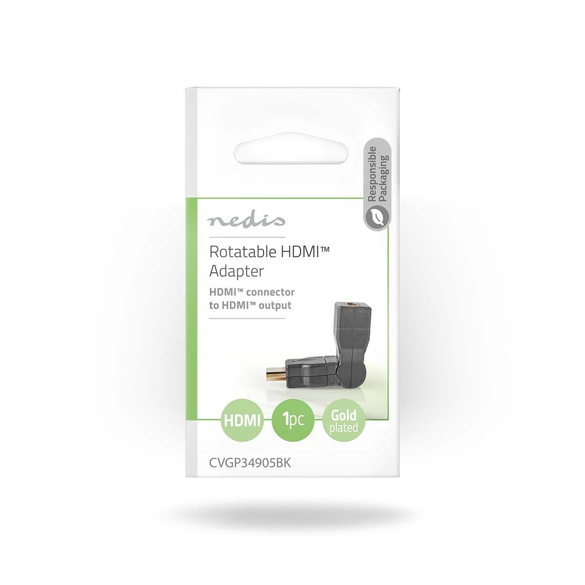 HDMI™ Adapter | HDMI™ Connector | HDMI™ Female | Gold Plated | Twisting | ABS | Black | 1 pc. | Envelope