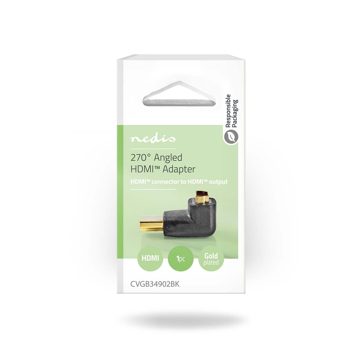 HDMI™ Adapter | HDMI™ Connector | HDMI™ Output | Gold Plated | Angled 270° | ABS | Black | 1 pc. | Box
