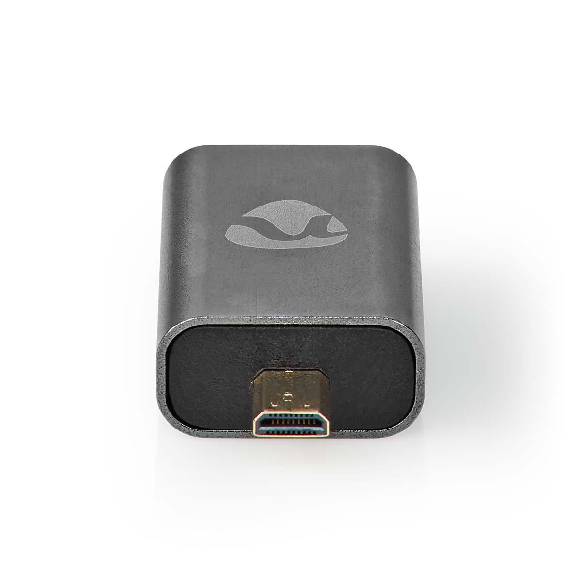 HDMI™ Adapter | HDMI™ Male / HDMI™ Micro connector | HDMI™ Female / HDMI™ Output | Gold Plated | Straight | Aluminum | Gray With Metal | 1 pc. | Carton with covered window