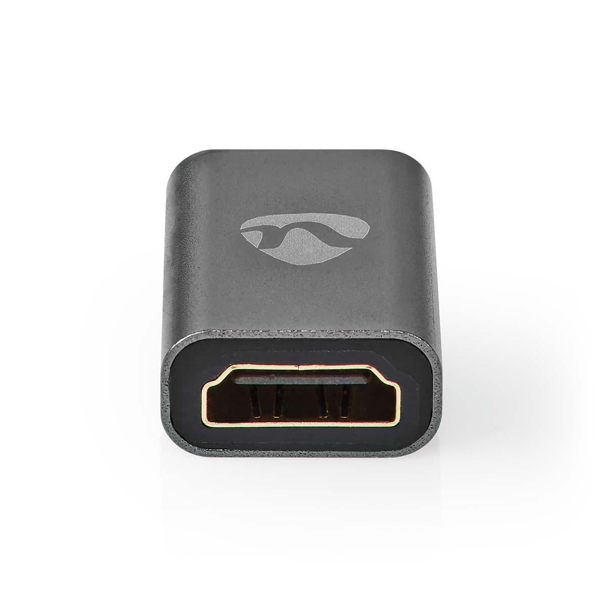 HDMI™ Adapter | HDMI™ Male / HDMI™ Mini connector | HDMI™ Female / HDMI™ Output | Gold Plated | Straight | Aluminum | Gray With Metal | 1 pc. | Carton with covered window