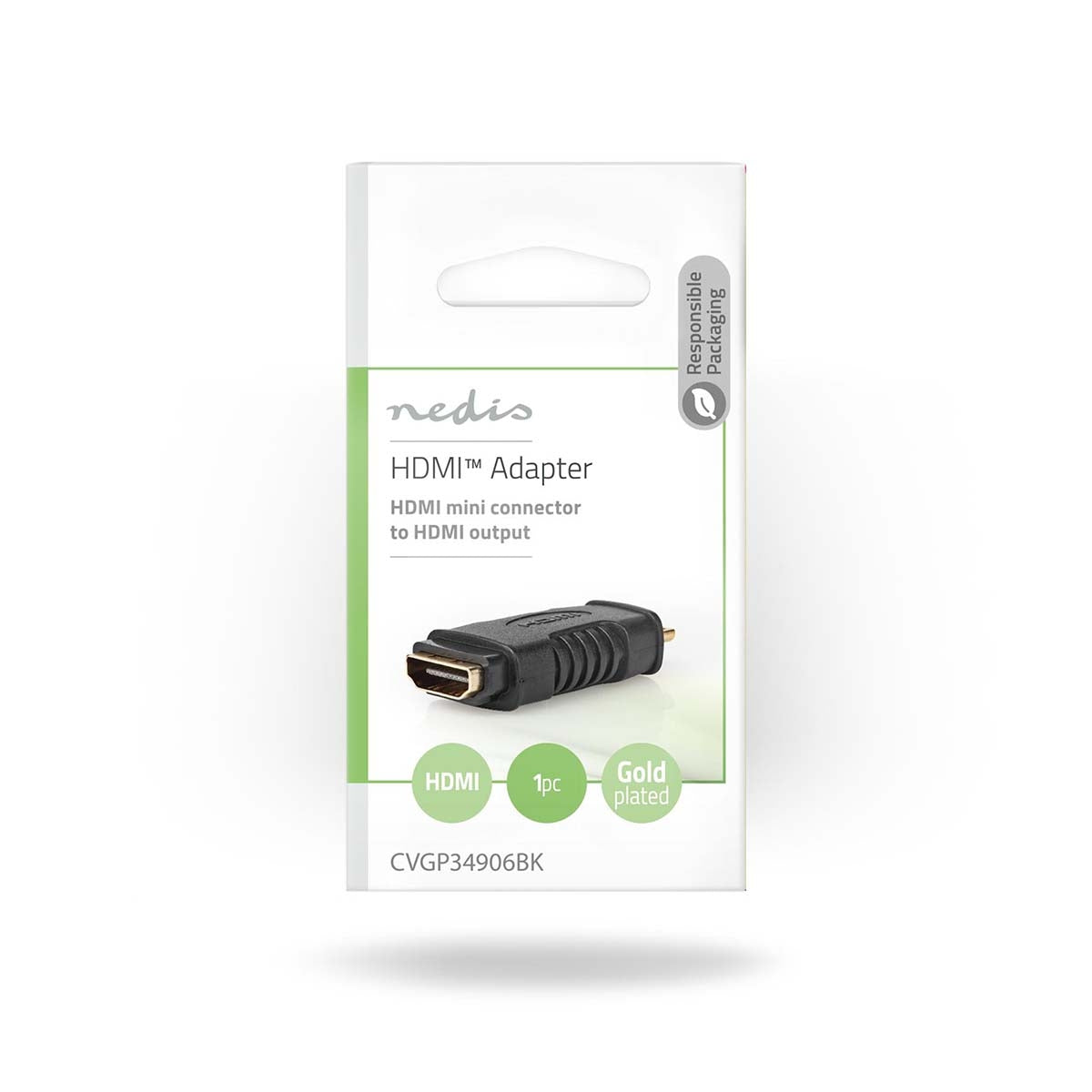 HDMI™ Adapter | HDMI™ Mini connector | HDMI™ Female | Gold Plated | Straight | ABS | Black | 1 pc. | Plastic bag