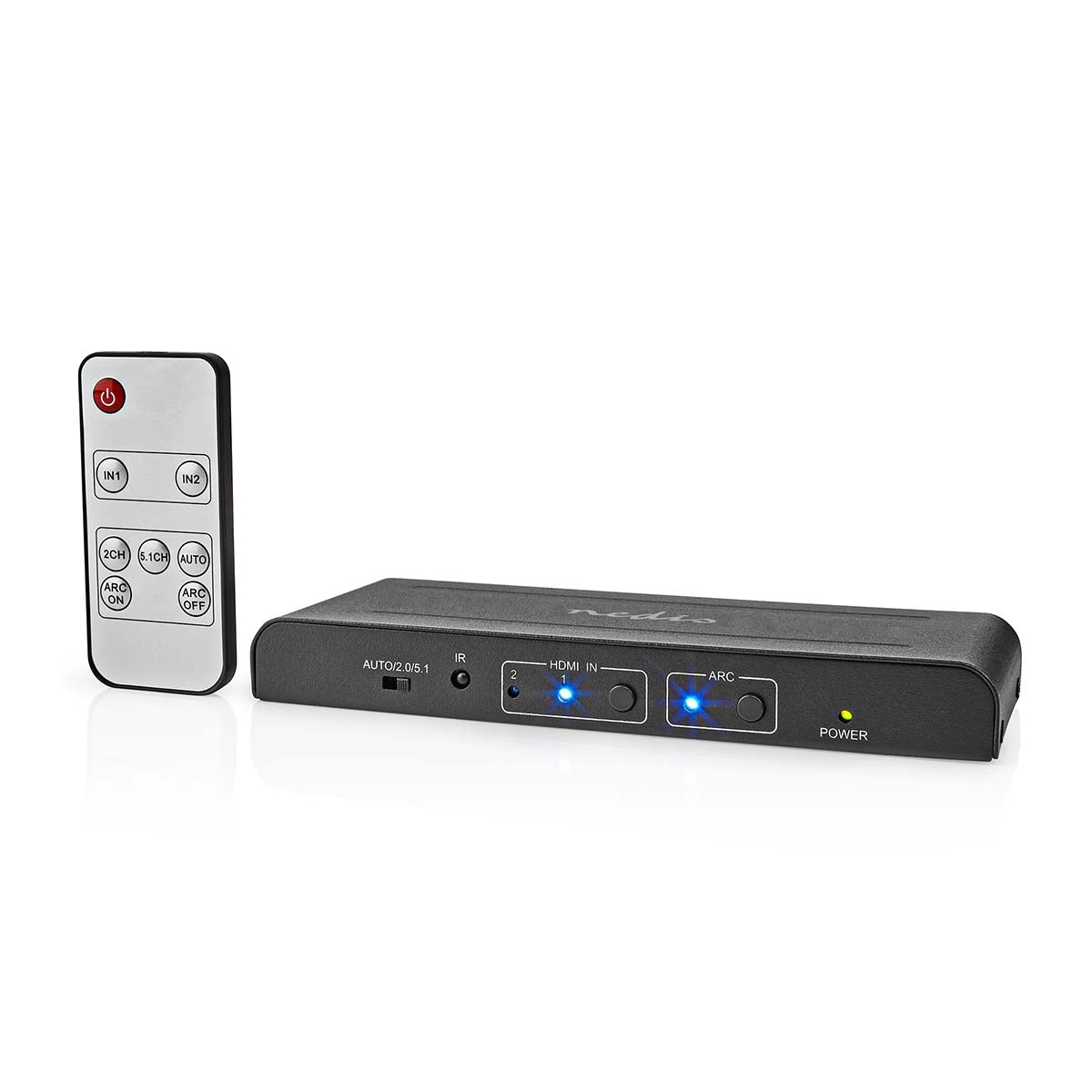 HDMI™ Extractor | 2x HDMI™ Input | TosLink Female / 1x HDMI™ output / 2x RCA / 3.5 mm | Maximum resolution: 4K@60Hz | 18 Gbps | Metal | Anthracite | Box