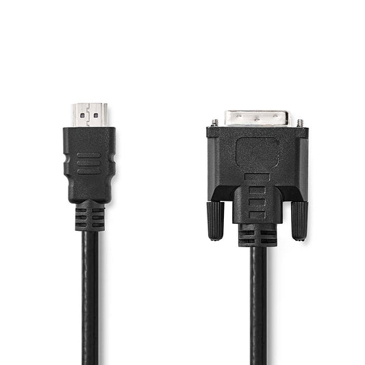 HDMI™ cable | HDMI™ Connector | DVI-D 24+1-Pin Male | 1080p | Nickel Plated | 2.00 m | Straight | PVC | Black | Label