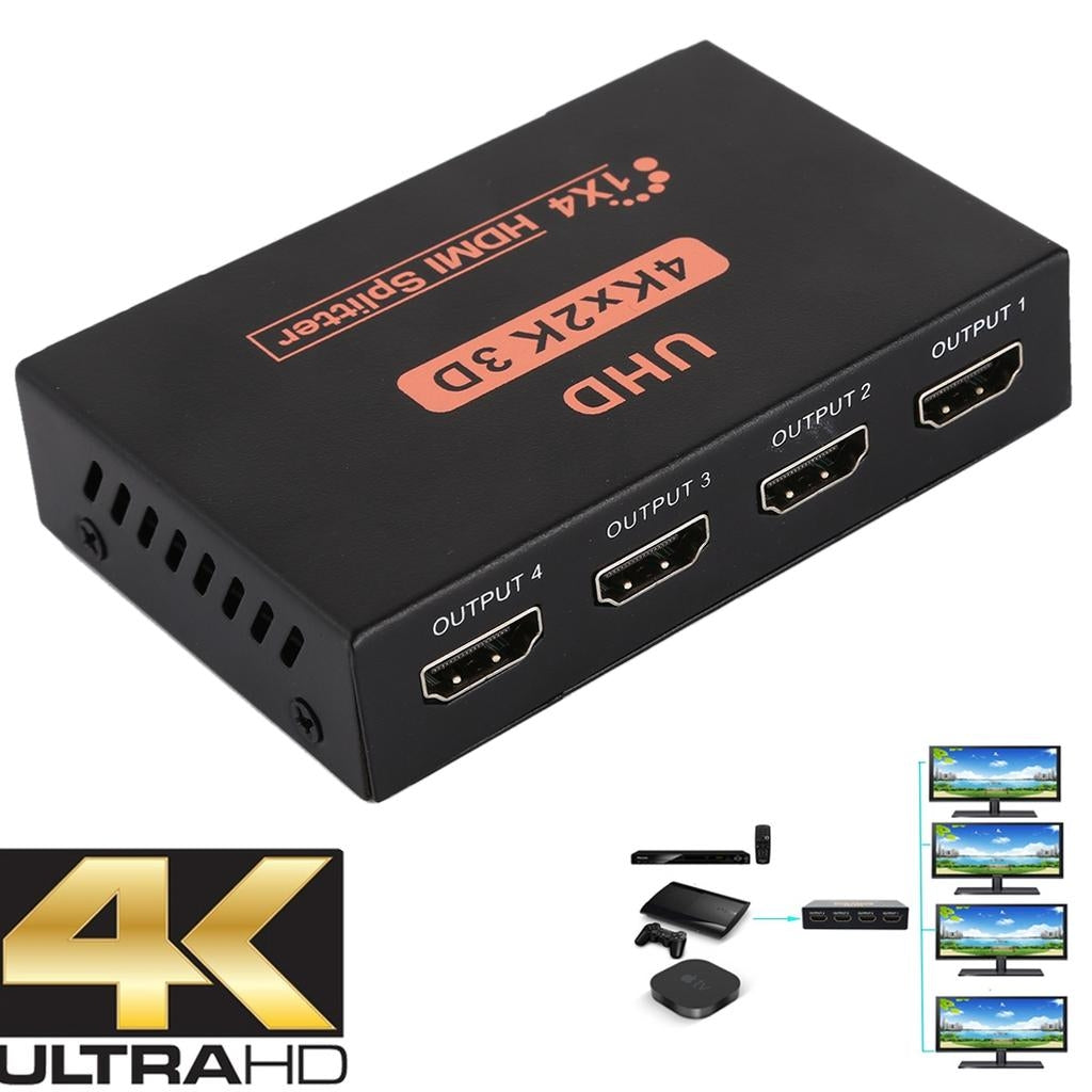 HDMI splitter 4xHDMI outputs 1080P 4K - Black