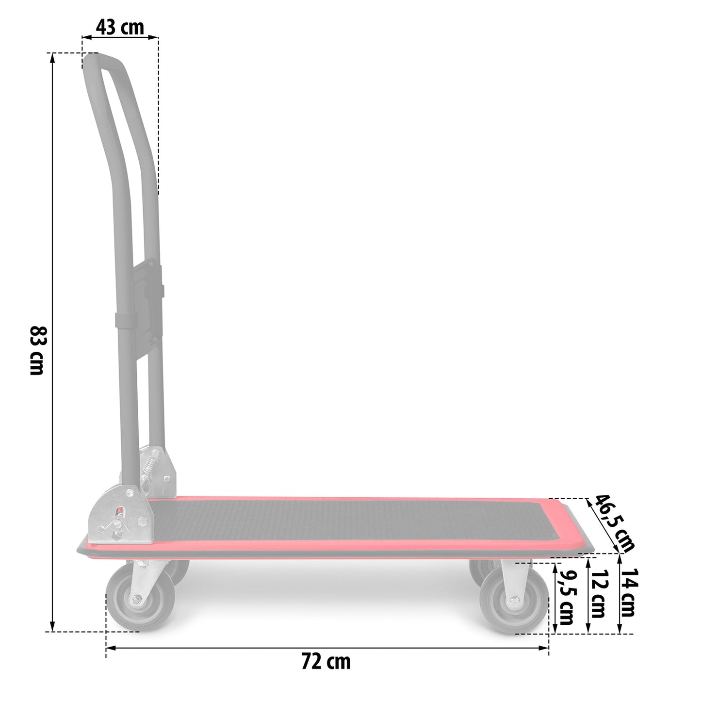 HM-505 platform transport trolley, black and red