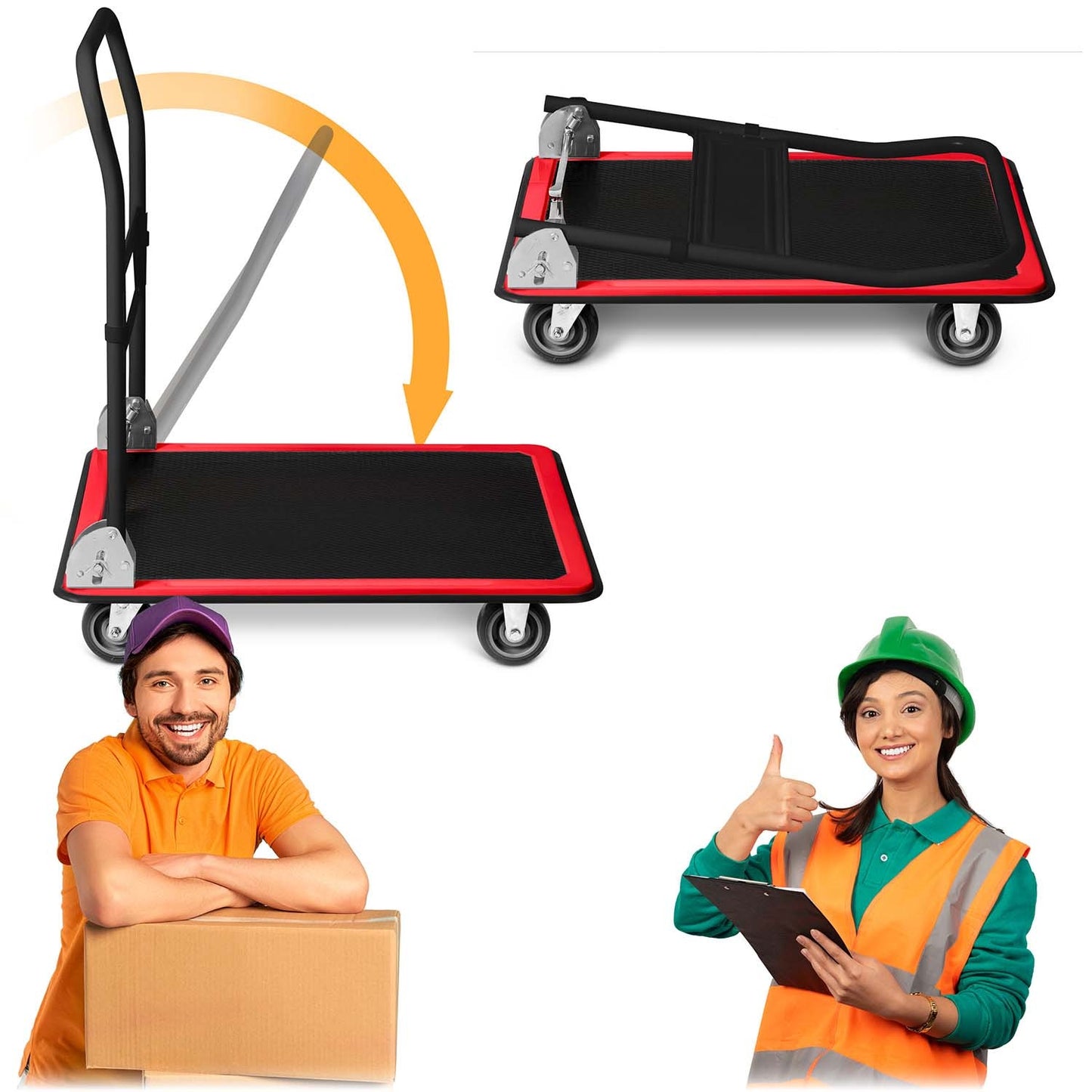 HM-506 platform transport trolley, black and red