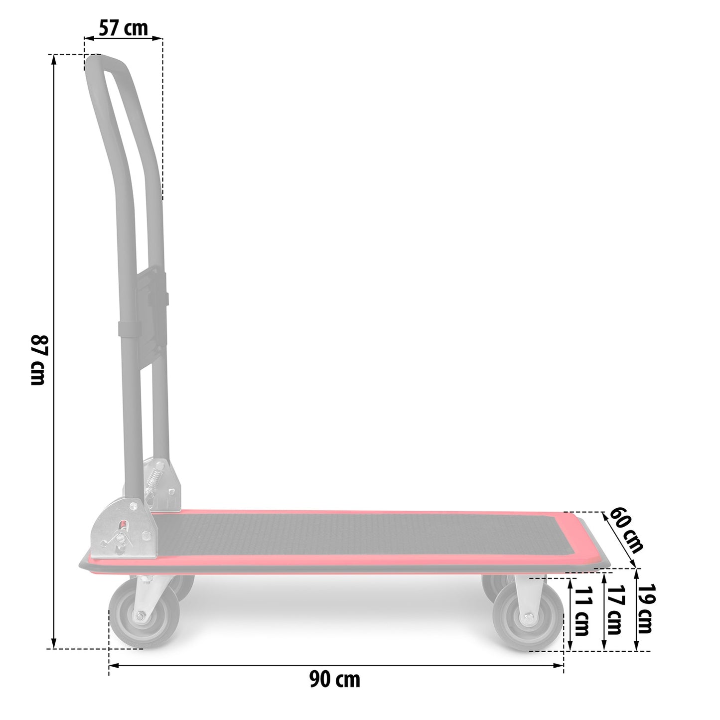 HM-506 platform transport trolley, black and red