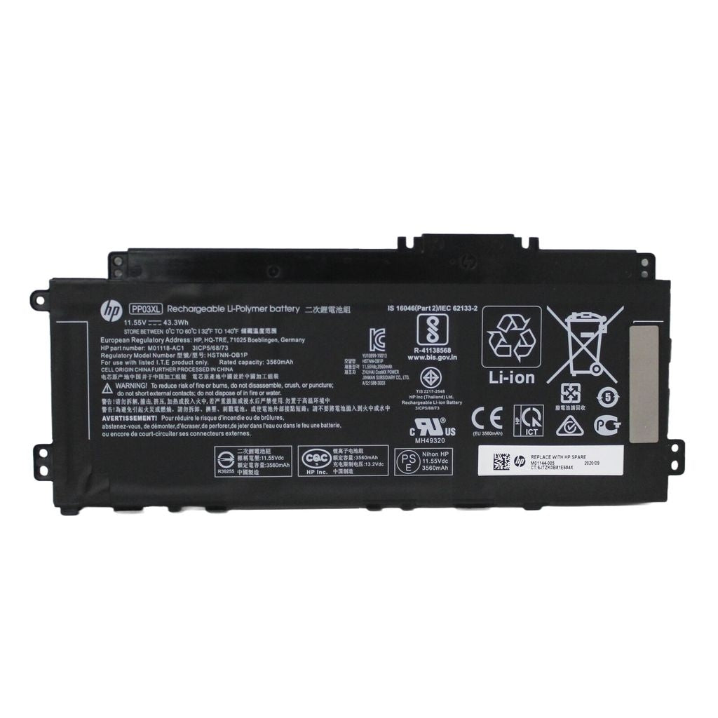 HP M01144-005 Laptop Battery, 43Wh, 3.75Ah, Li-ion - PP03XL