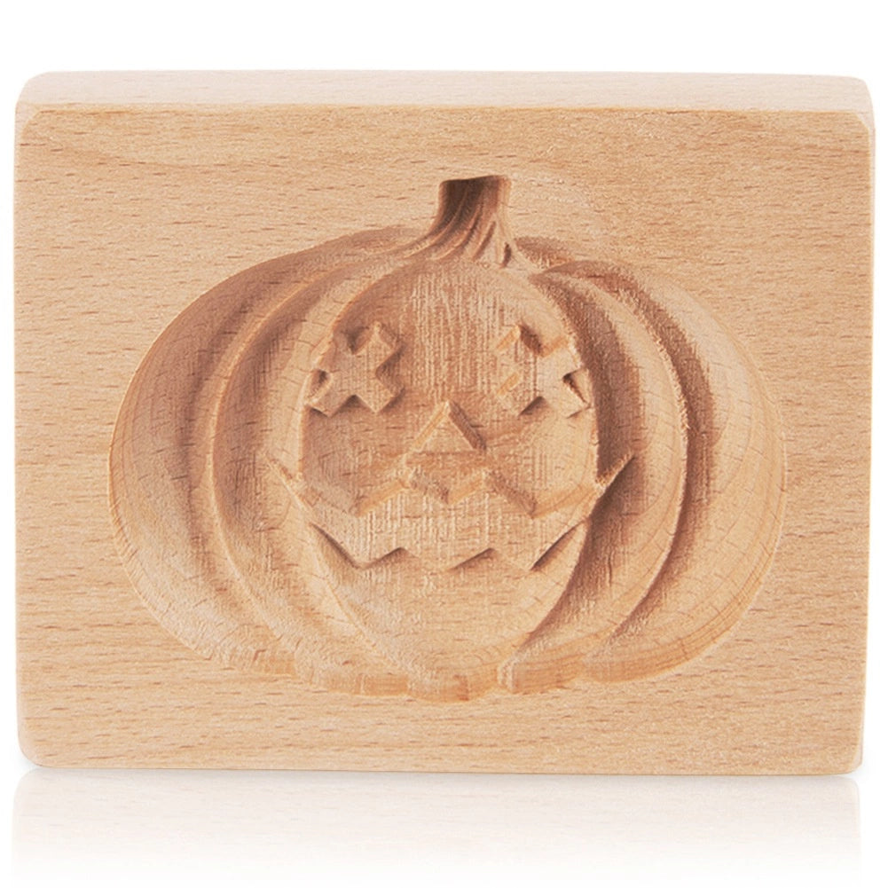 Halloween Pumpkin Wooden Cookie Mold, 10x8 cm