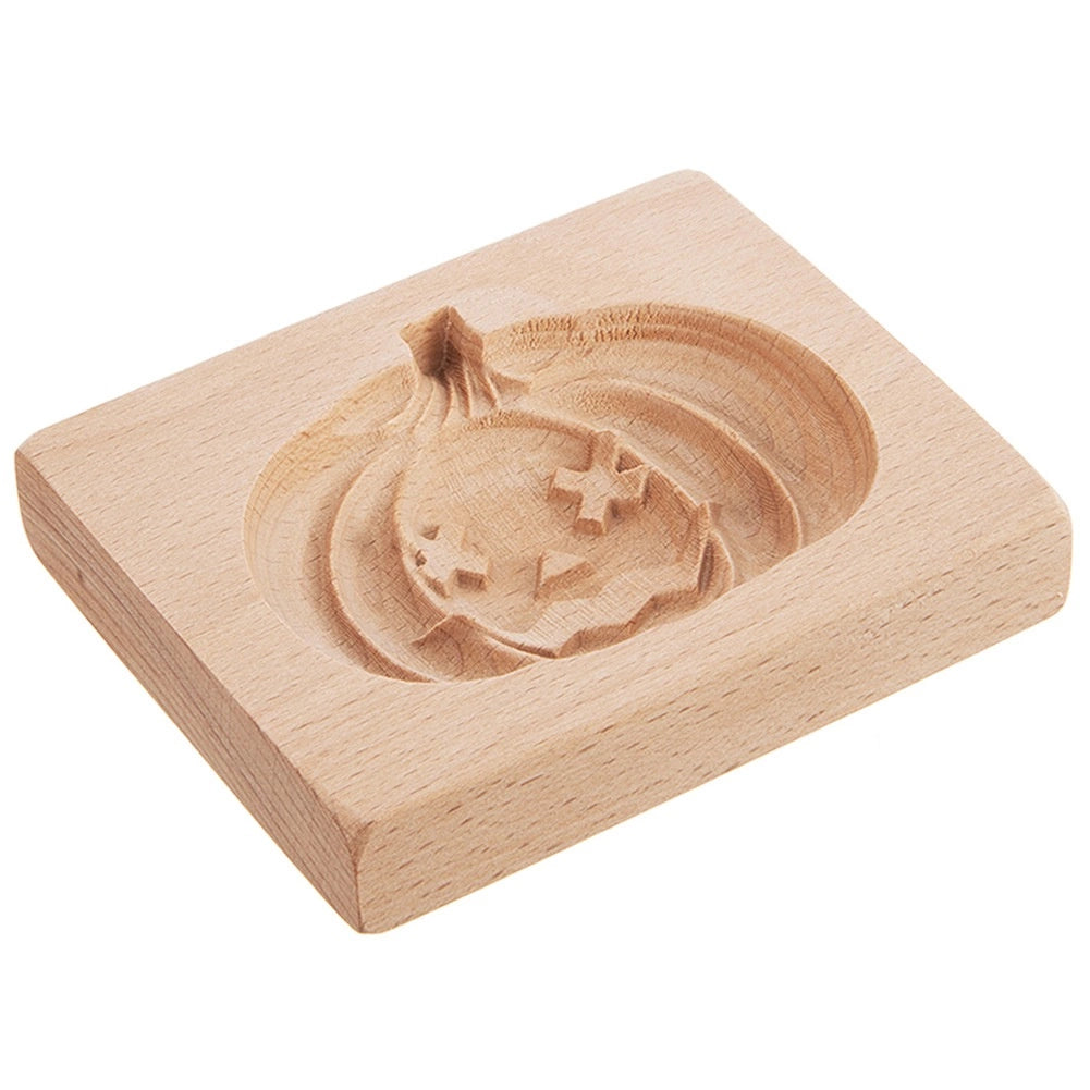Halloween Pumpkin Wooden Cookie Mold, 10x8 cm