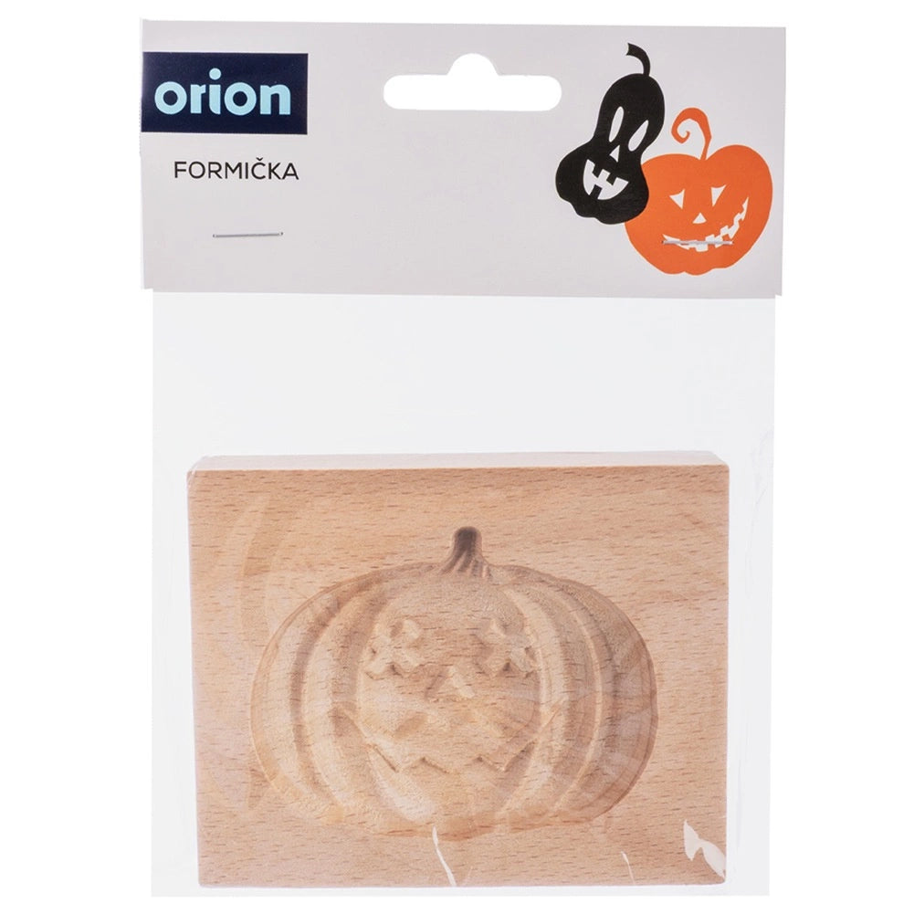 Halloween Pumpkin Wooden Cookie Mold, 10x8 cm