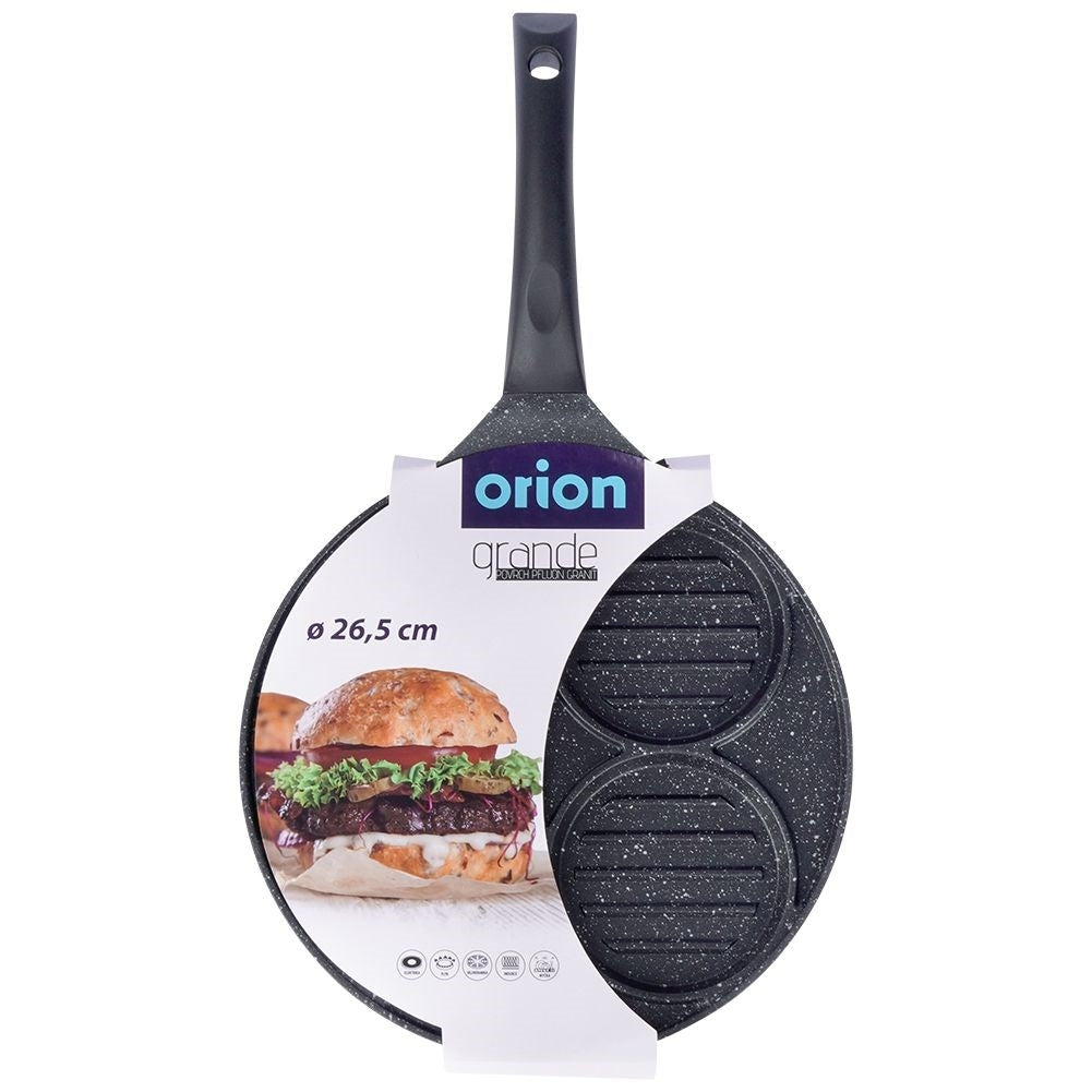 Hamburger frying pan with 4 holes in durable granite coating
