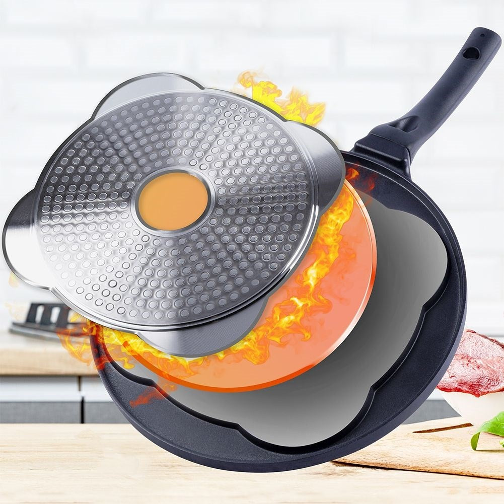 Hamburger frying pan with 4 holes in durable granite coating