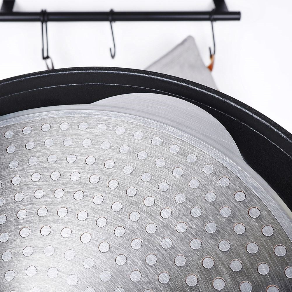Hamburger frying pan with 4 holes in durable granite coating
