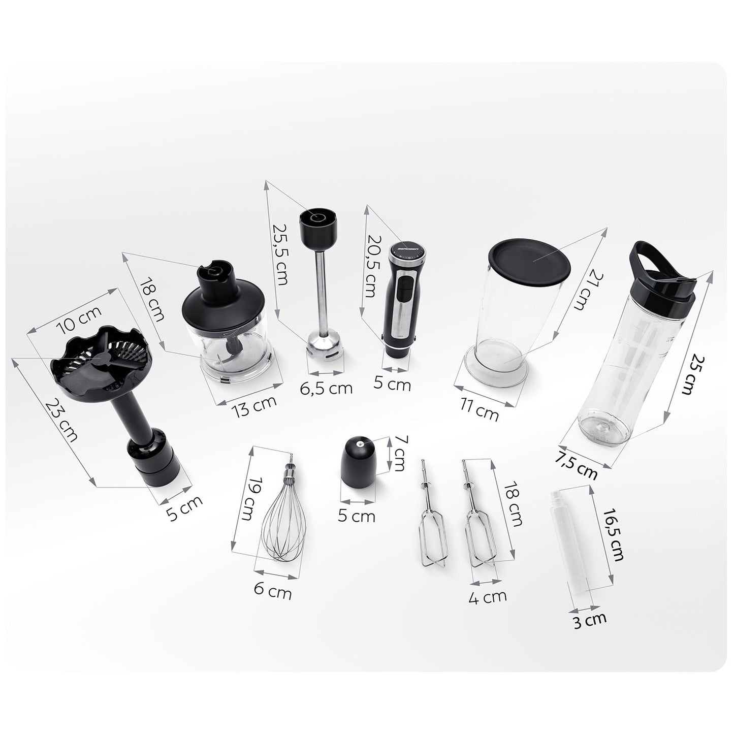 Hand Blender 1500W with Bottle and Accessories