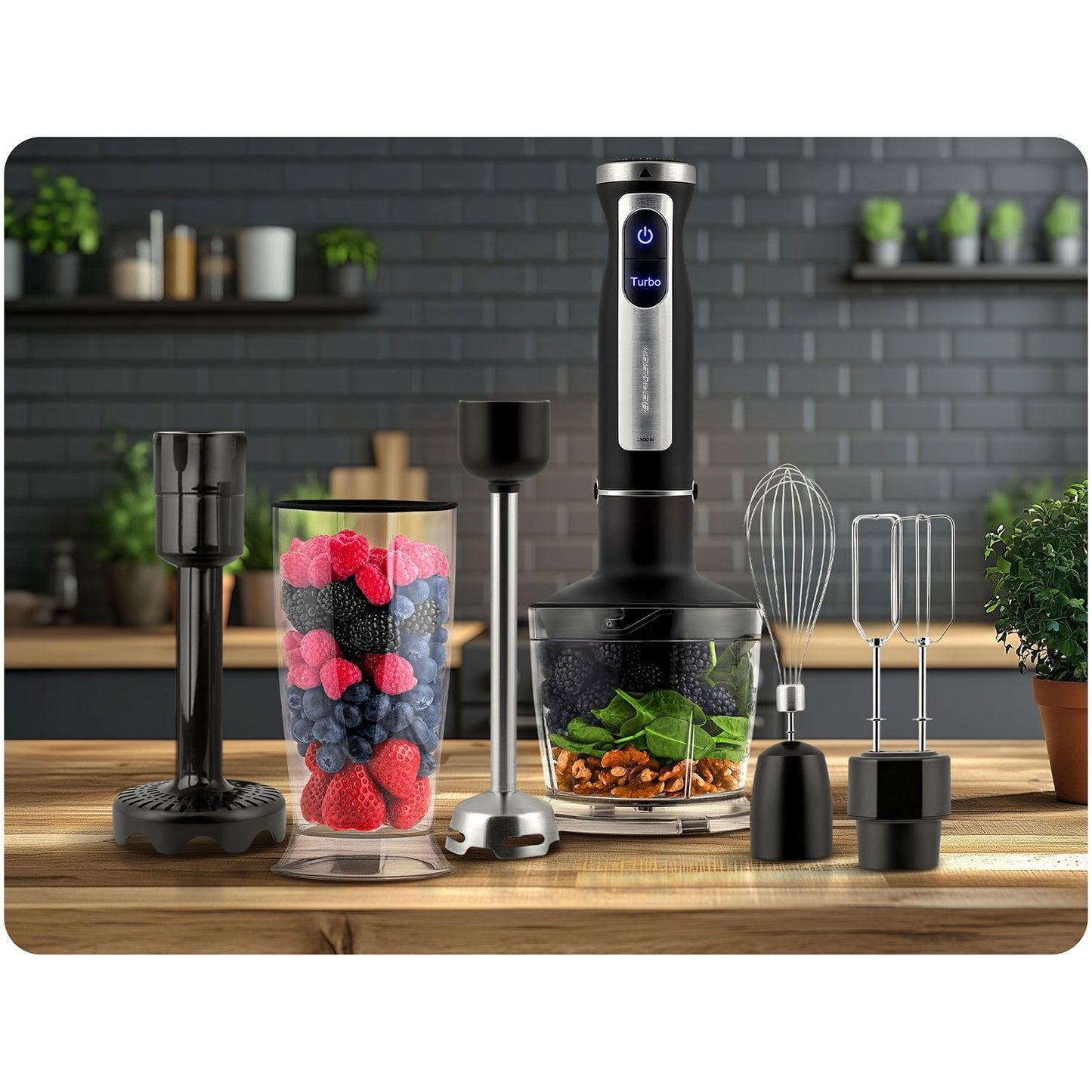 Hand Blender 1500W with Bottle and Accessories