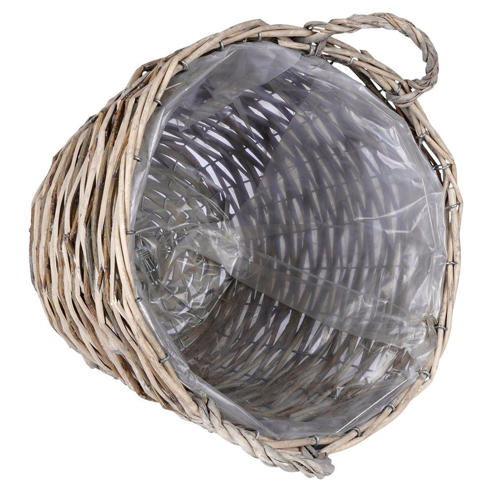 Hand-braided willow plant pot with waterproof foil-covered inside