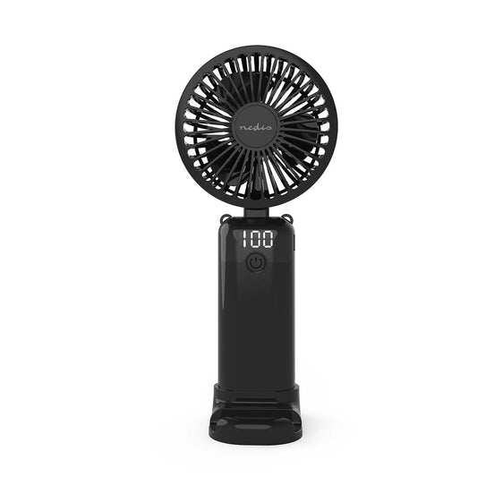 Handheld Fan, 6-Speed, 90mm, Black, Rechargeable Battery