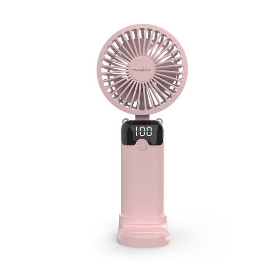 Handheld Fan, 6 Speeds, 90mm, Pink, Rechargeable