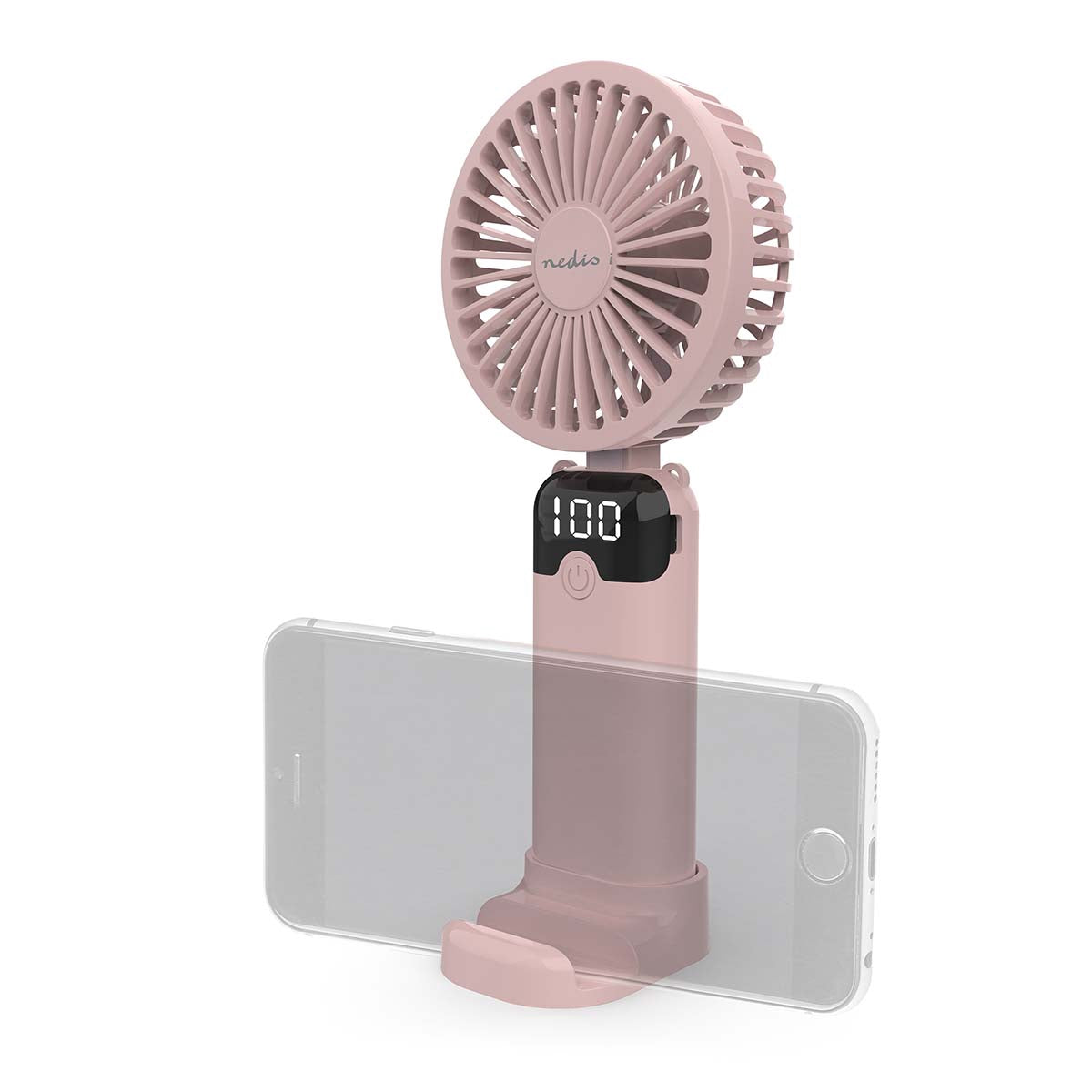Handheld Fan, 6 Speeds, 90mm, Pink, Rechargeable
