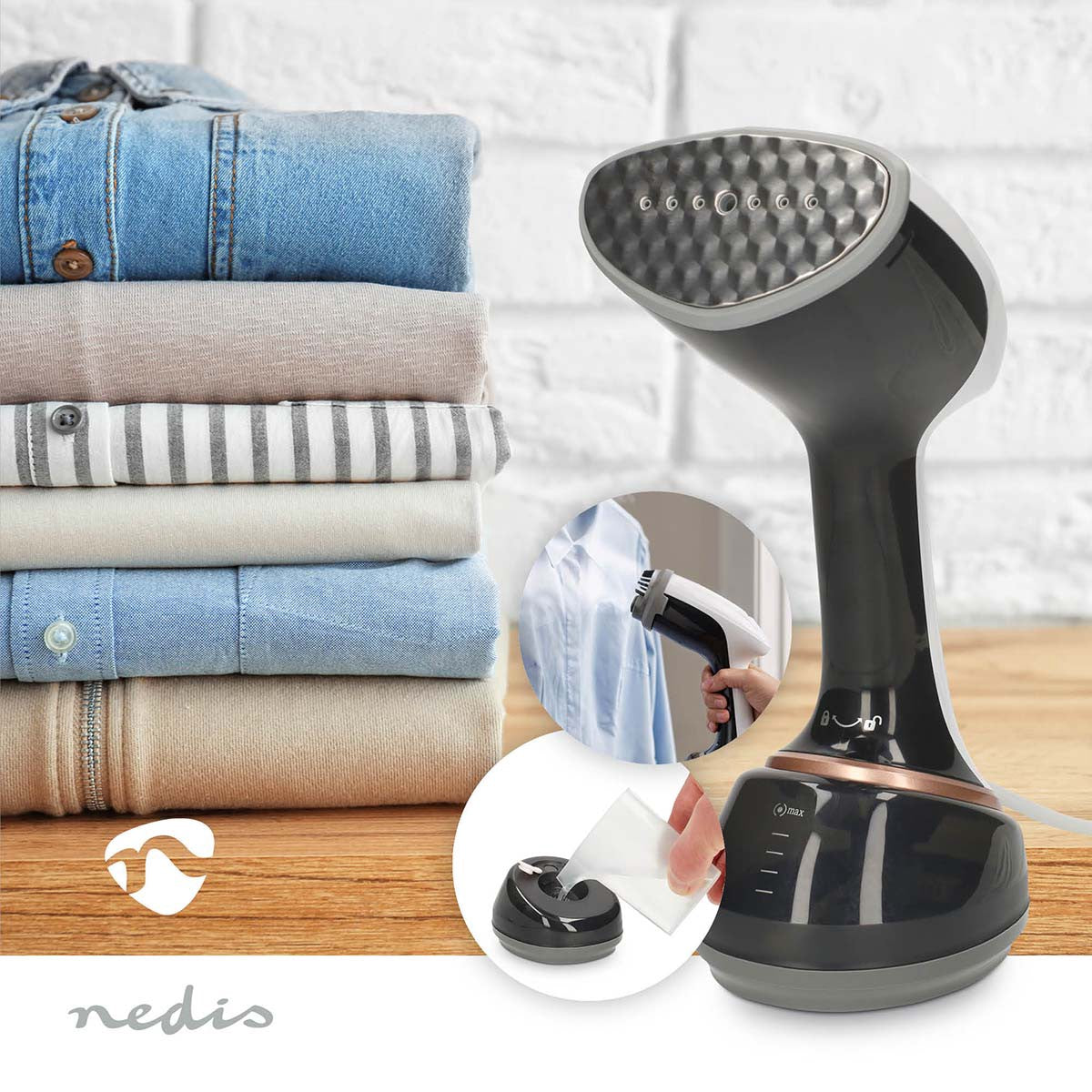 Handheld Garment Steamer, 1700W, 370ml, Dual-Position Use