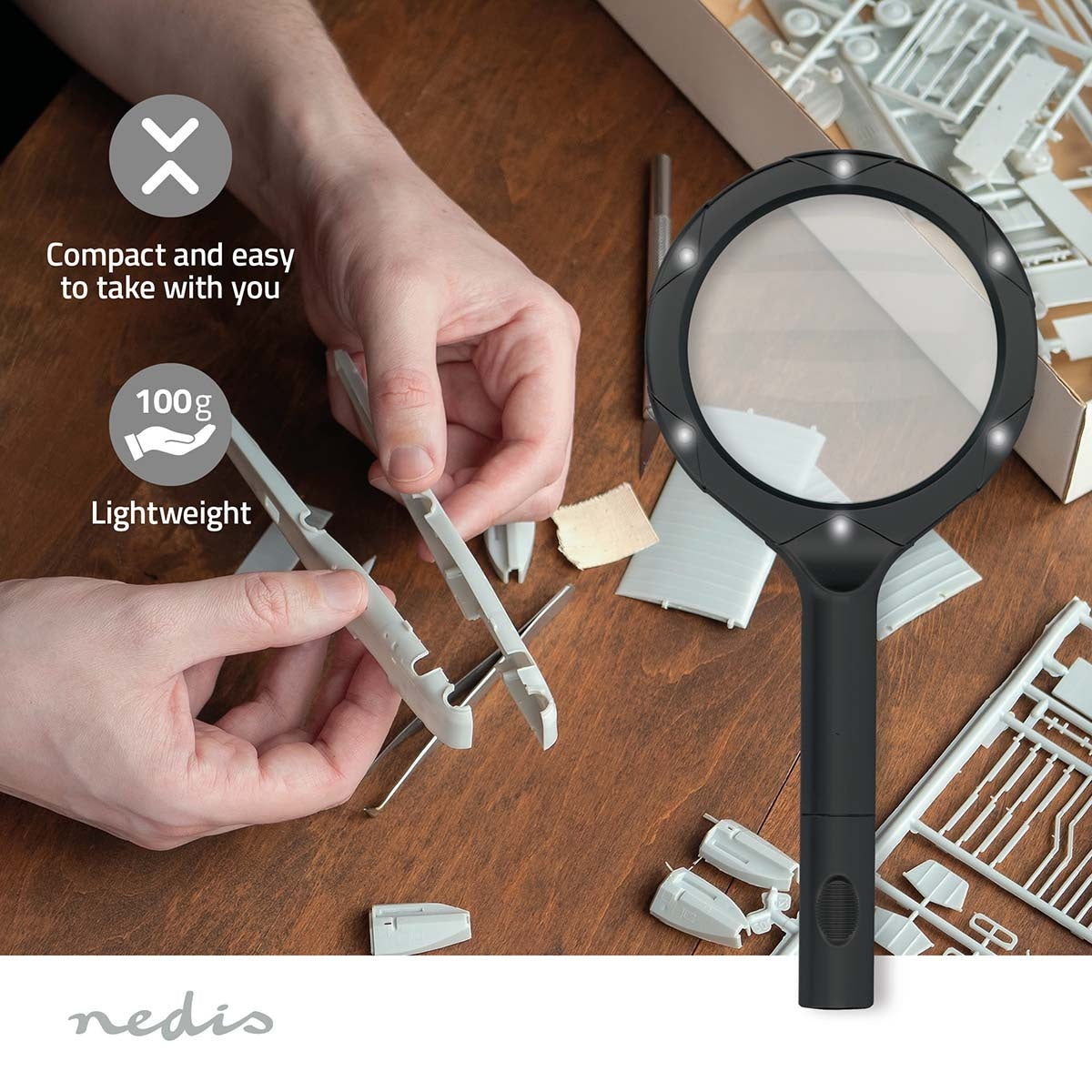 Handheld Magnifier, 4 Diopter Lens, Black