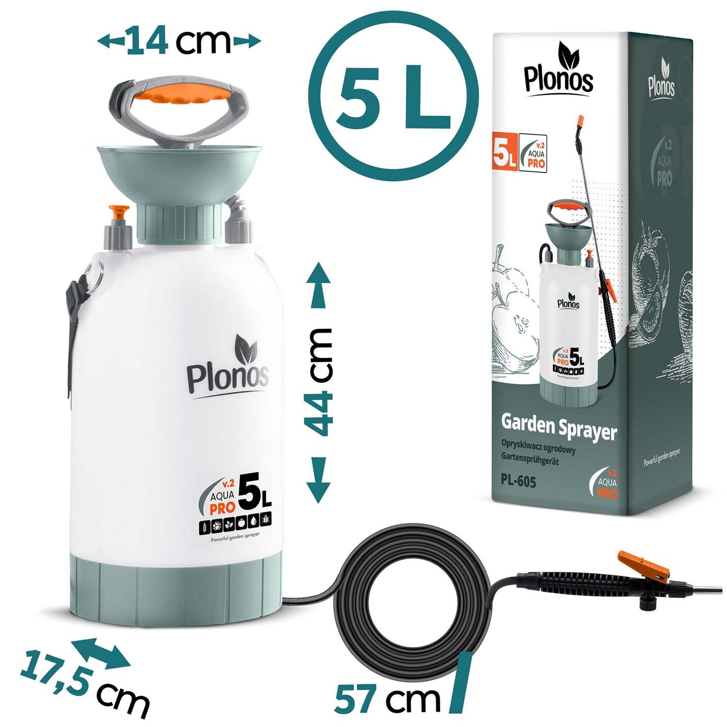 Handheld Pressure Sprayer 5L with Adjustable Lance