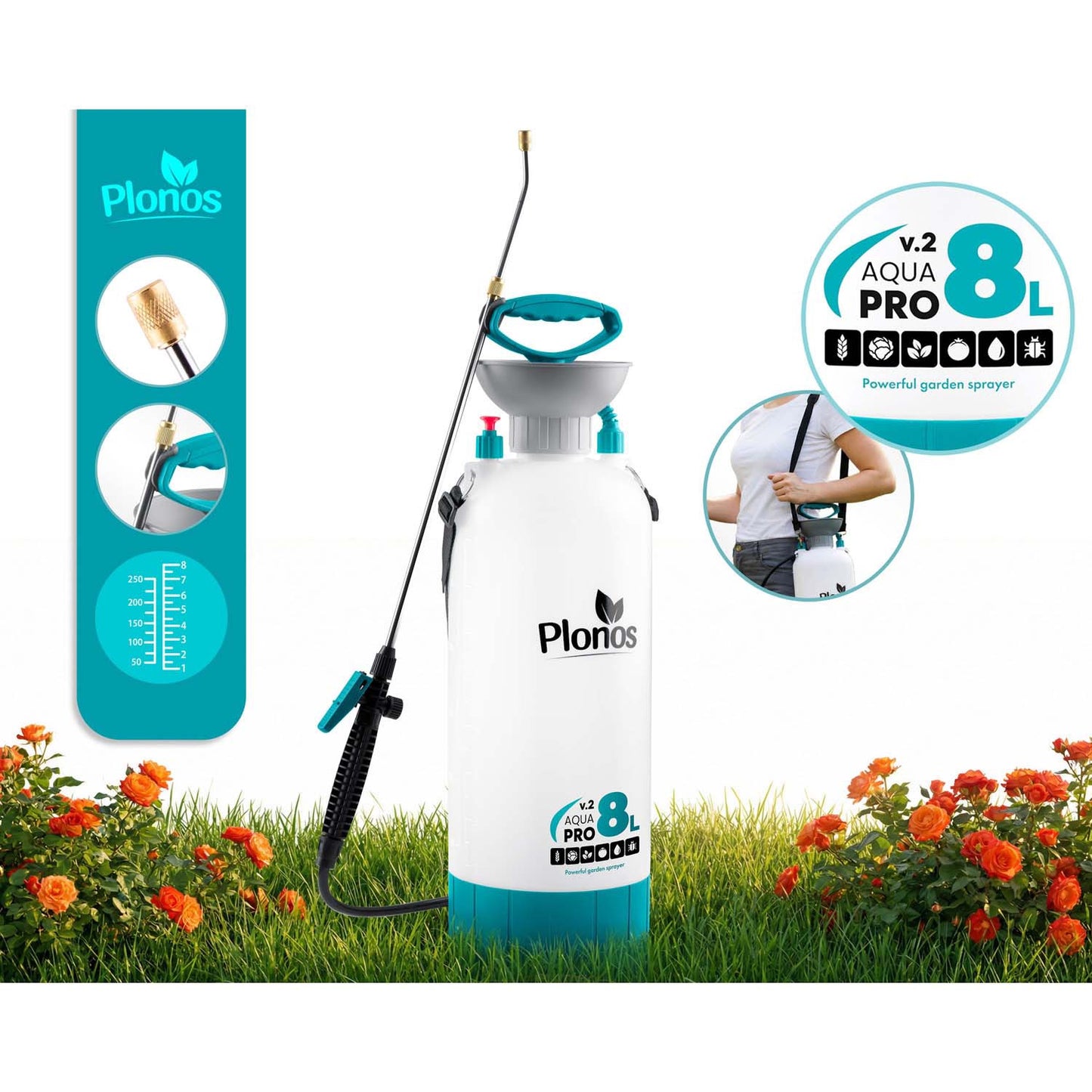 Handheld Pressure Sprayer 8L with Adjustable Lance