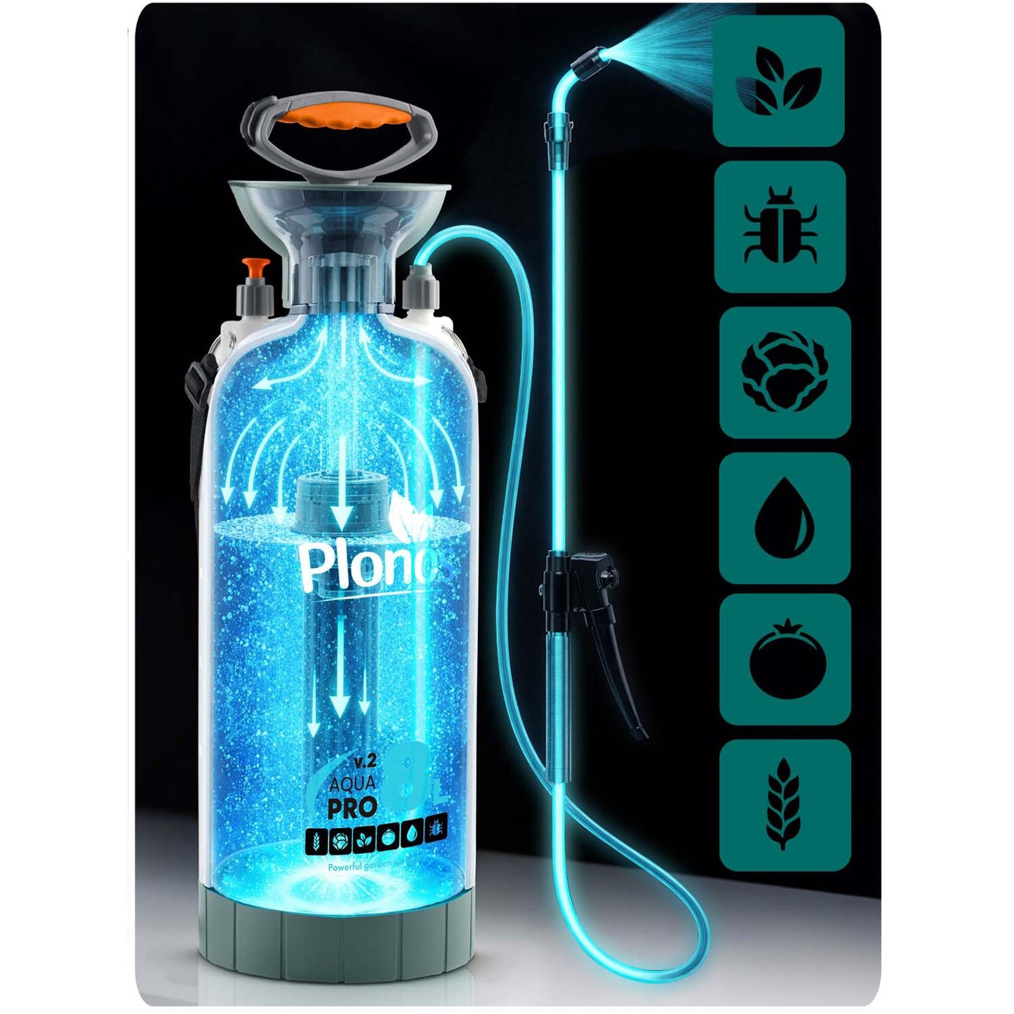Handheld Pressure Sprayer 8L with Adjustable Lance