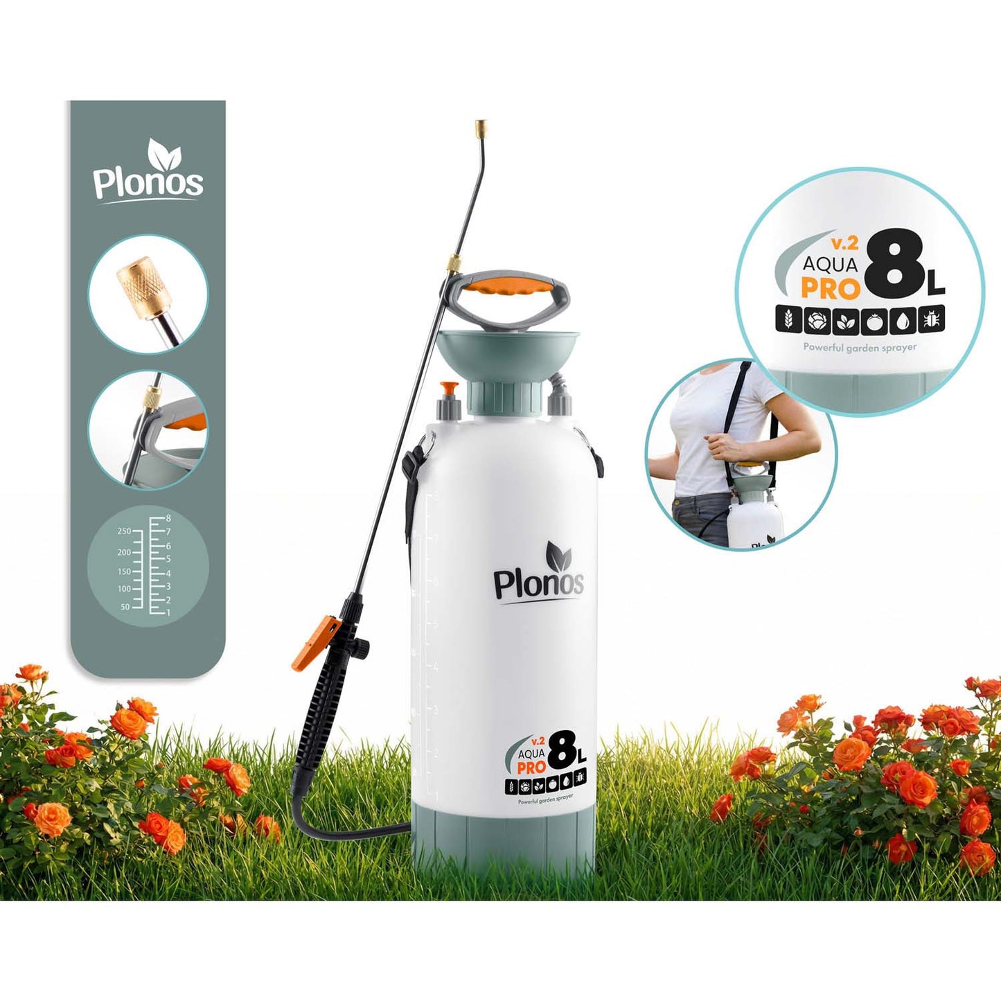 Handheld Pressure Sprayer 8L with Adjustable Lance